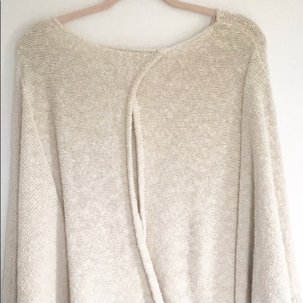 Shrinking Violet Open Back Cream Knit Sweater
